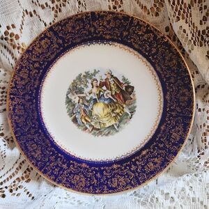Imperial Salem China Co. Service Plate 23k Gold Rim Border Inset Detail